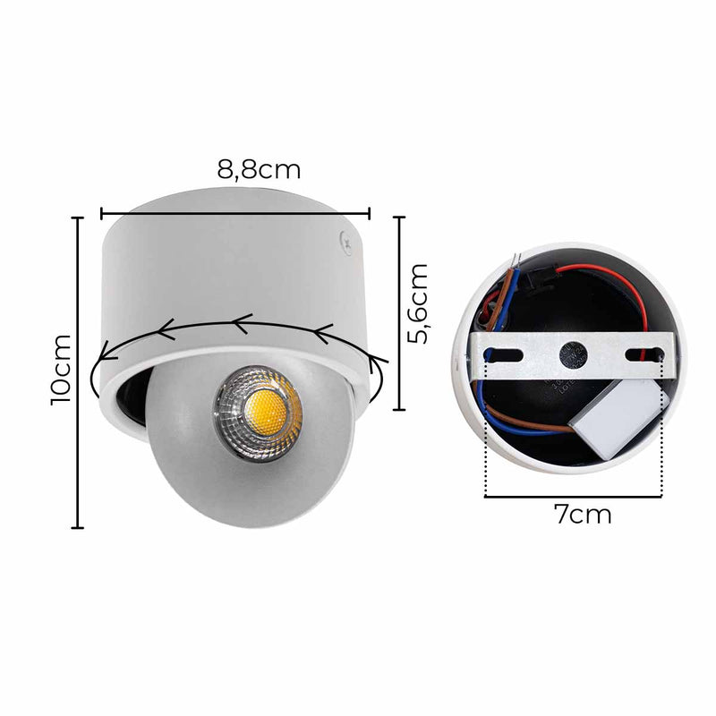 Spot LED Sobrepor Skel 7W 24° Luz Quente Nordecor ST3047-Nordecor-Starlumen