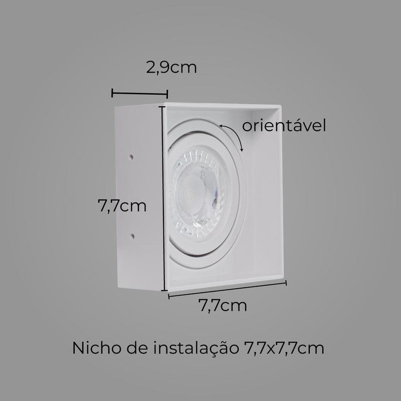 Spot Quadrado Embutir No Frame GU10 para dicróica MR16 Branco Gaya ST2888-Gaya-Starlumen