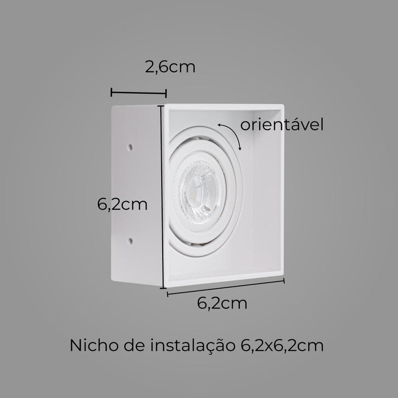 Spot Quadrado Embutir No Frame GU10 para minidicróica MR11 Branco Gaya ST2887-Starlumen-Starlumen