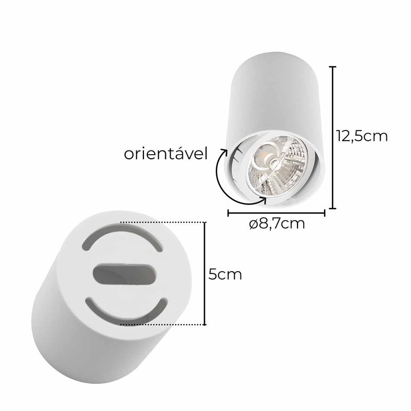 Spot Sobrepor Redondo 8,7cm em ABS P/ AR70 GU10 SZ293S ST3034-Starlumen-