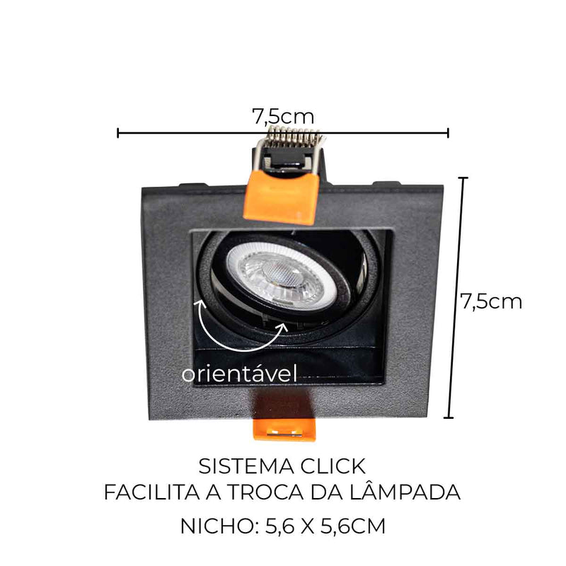 Spot de Embutir FLEA Quadrado 1xGU10 P/ Lâmpada MR11 Nordecor ST3104-Nordecor-Starlumen