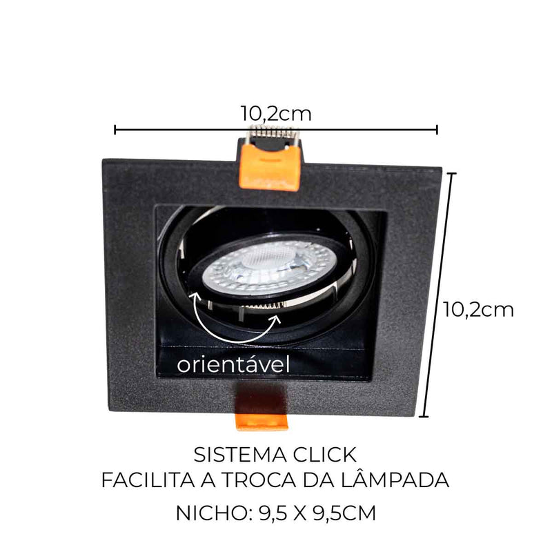 Spot de Embutir FLEA Quadrado 1xGU10 P/ Lâmpada MR16 Nordecor ST3104-Nordecor-Starlumen