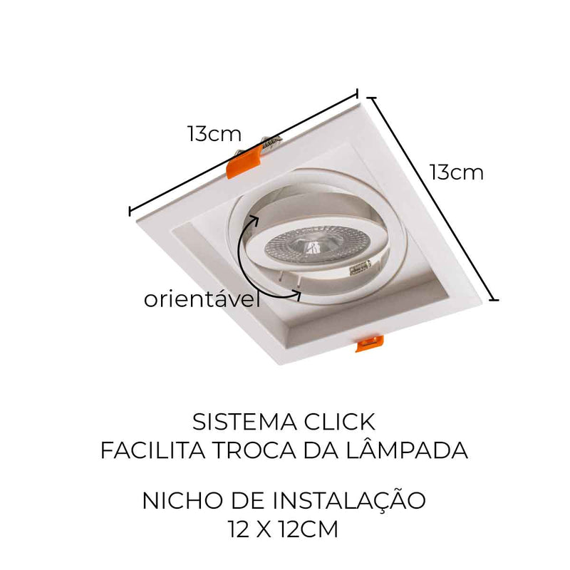 Spot de Embutir FLEA Quadrado Branco 1xE27 P/ Lâmpada PAR20 Nordecor 6190 ST3104-Nordecor-Starlumen
