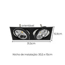 Spot de Embutir Light Duplo Preto p/ 2 LEDs AR111 GU10 Falge ST2999-Falge-Starlumen