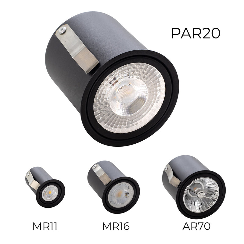 Spot de Embutir Micro borda 8cm P/ LED PAR20 E27 4447 Vettro ST2934-Vettro Lucci-Preto-Starlumen