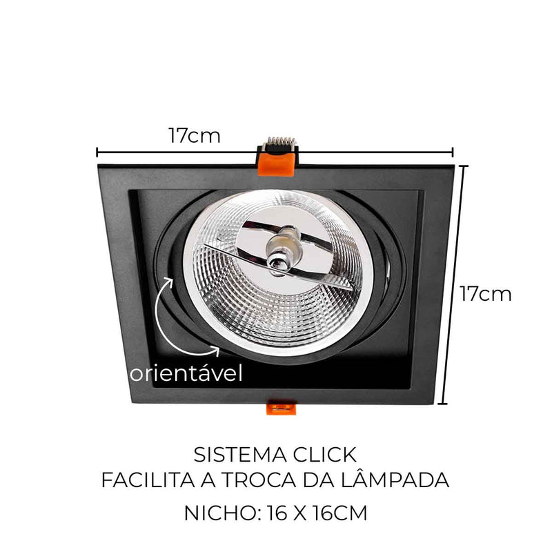 Spot de Embutir Quadrado FLEA 1XGU10 p/ Lâmpada AR111 Nordecor ST3104-Nordecor-Starlumen