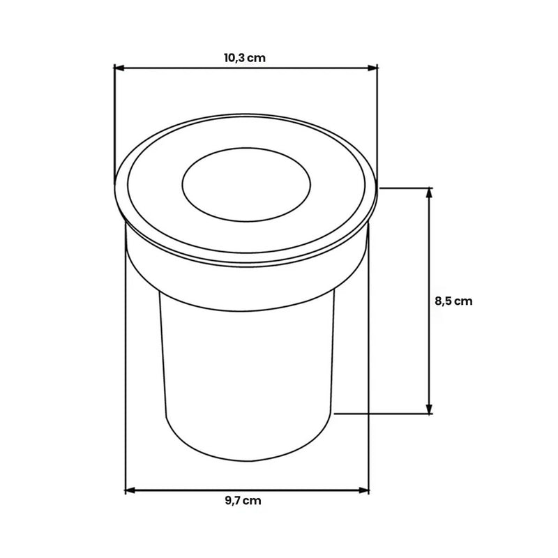 Spot Balizador LED p/ Solo Senf 10W Luz Quente Externo 24° IRC90 Nordecor 6849 ST3248 -medidas do produto 
