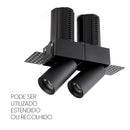 Spot LED Retrátil Embutir Aiva Duo NoFrame 2x7W 2700K IRC97 Nordecor ST3056-Preto-Nordecor-Starlumen