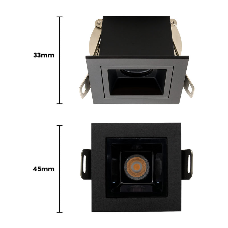 Spot LED de Embutir Calli 1 Foco 2W 3000k Preto Bella Iluminação ST3221 medidas do spot 