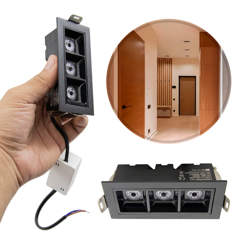 Spot LED de Embutir Calli 3 Focos 6W 3000k Preto Bella Iluminação ST3221 Capa