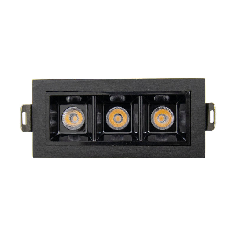 Spot LED de Embutir Calli 3 Focos 6W 3000k Preto Bella Iluminação ST3221 Detalhe Frente