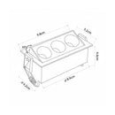 Spot Triplo Embutir Direcionável LED 6W 35° 4000K IRC90 Nordecor 6790 ST3266 medidas 
