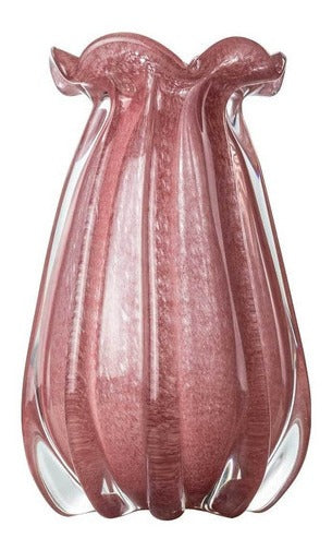 Vaso Frufru De Murano Rosa para Mesa 13x22cm DK0034 ST2247-BTC Decor-Starlumen