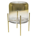 Vaso de Vidro Transparente com Degradê Dourado BH0082 ST1676-BTC Decor-Starlumen