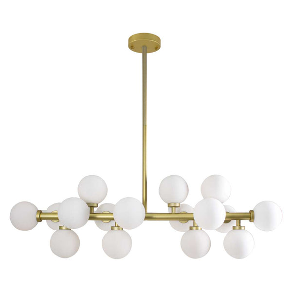 Pendente Grape Dourado 16 Cúpulas Vidro Leitoso ZR034-DO-W St1758