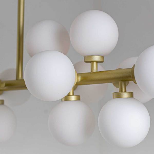 Pendente Grape Dourado 16 Cúpulas Vidro Leitoso ZR034-DO-W St1758