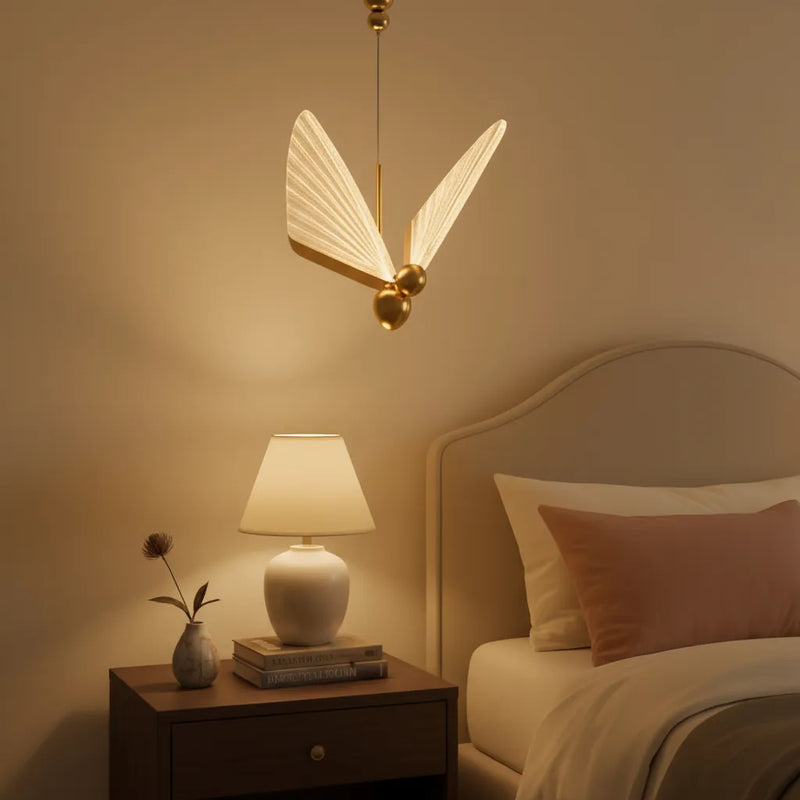 Pendente Borboleta LED 6W 3 Cores Dourado Luminária de Teto Infantil LUS-114 ST3136