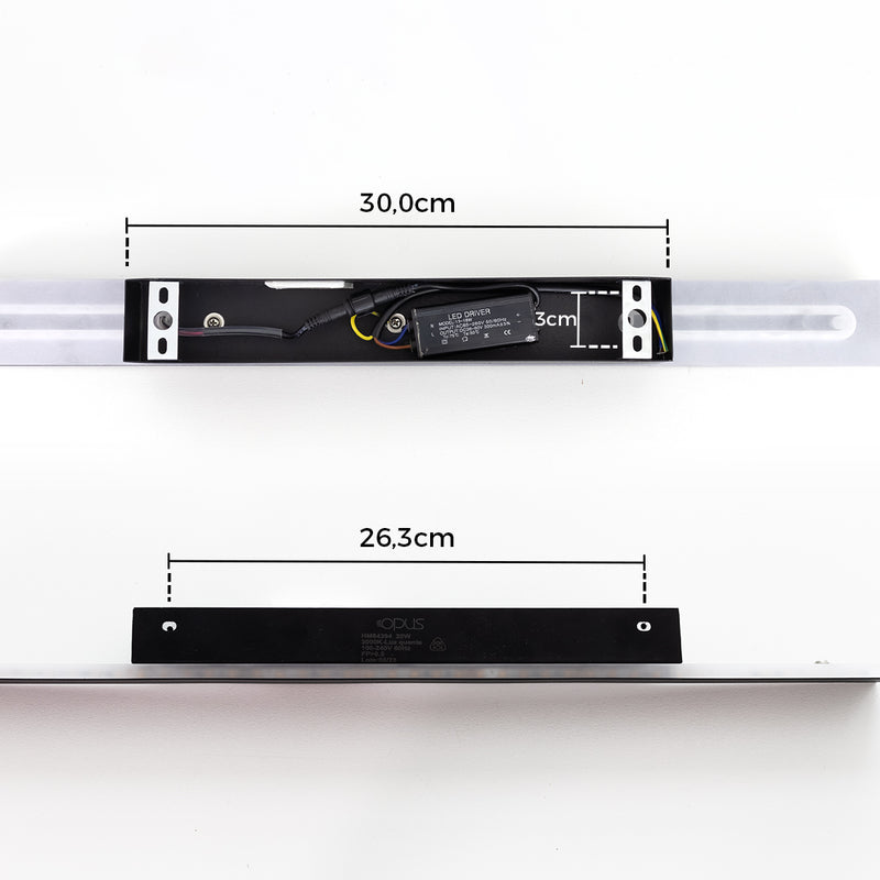 Arandela Barra LED Preta 3000K 20W IP65 1000lm HM84394 OPUS ST2937