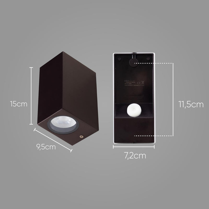 Arandela Dots Square Marrom (C)9.5Cm (L)7.2Cm (A)15Cm  2Xgu10 Mr16 - DL162M2 - Bella Iluminação