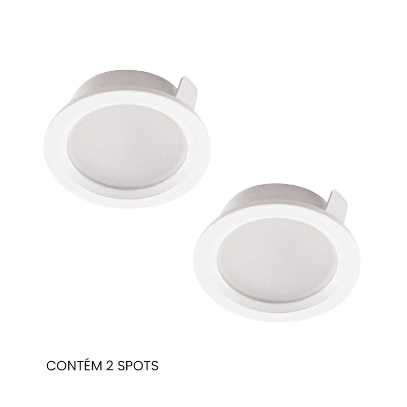 kit 2x Spot LED Embutir Alua Redondo 2W 3000K IRC80 Nordecor ST3153-Nordecor-Branco-Starlumen