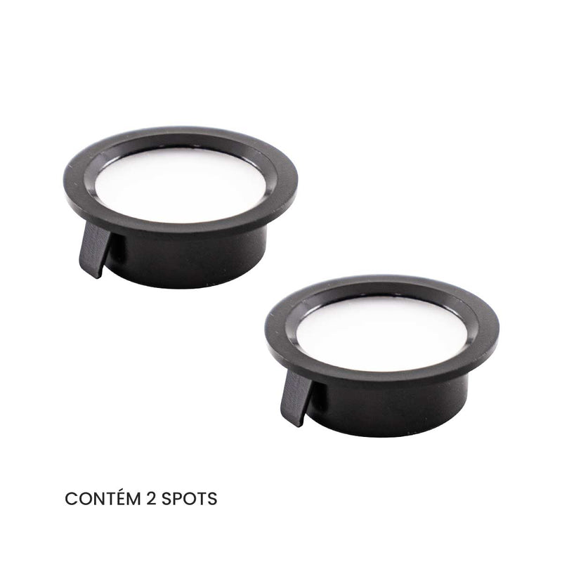 kit 2x Spot LED Embutir Alua Redondo 2W 3000K IRC80 Nordecor ST3153-Nordecor-Preto-Starlumen