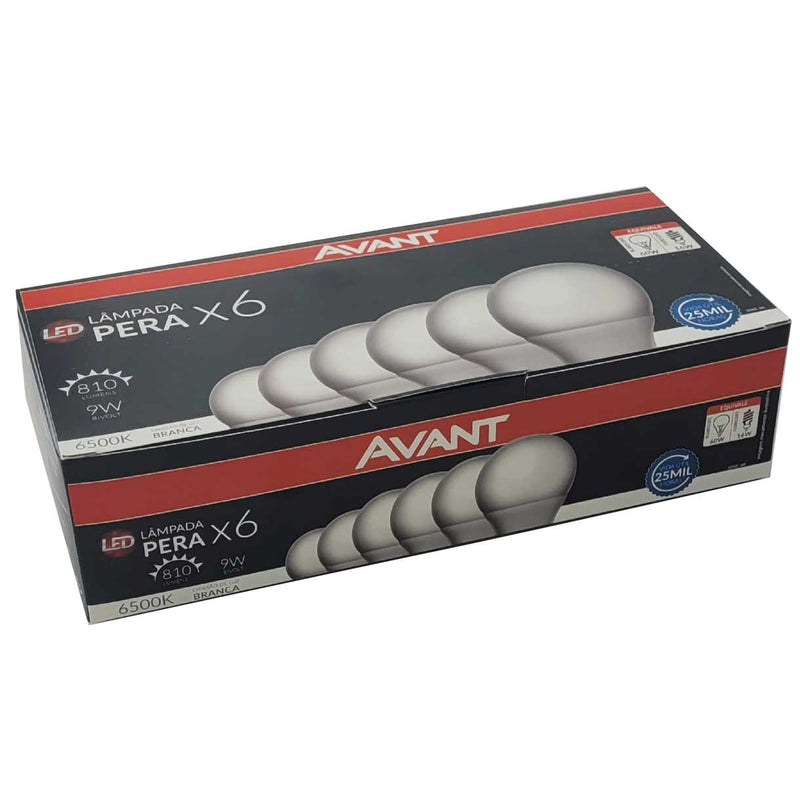 kit 6X Lâmpada LED 9w Bulbo Soquete E27 6500k Bivolt Econômica ST1905