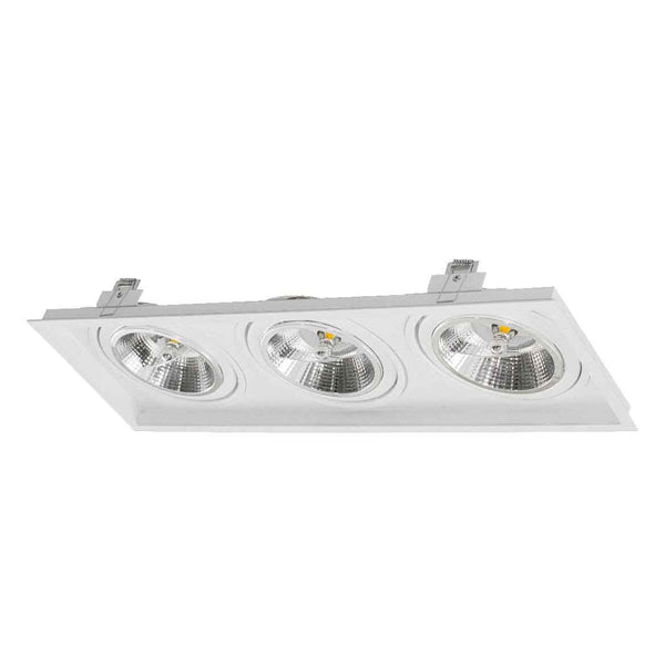 Spot Triplo Embutir Alumínio FIT CLICK Branco p/ 3x AR111 Falge ST2986