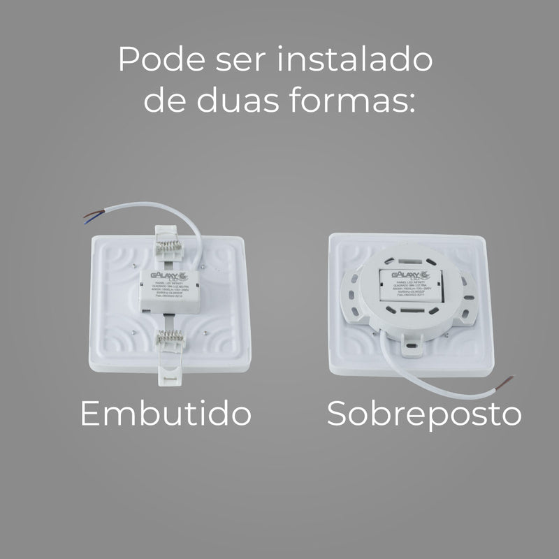 Painel LED Infinity de Embutir Ou Sobrepor Quadrado 18W ST2876