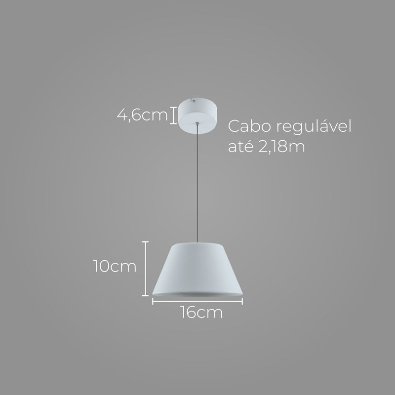 Pendente Cúpula LED 9W Branco Quente Branco DCD01826 Sindora ST2910