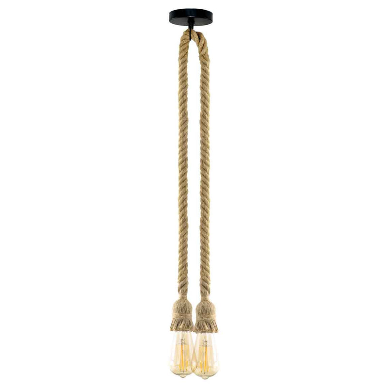 Pendente Soquete Duplo Rustico de Corda 2xE27 LPCR22 ST2972