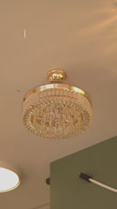 Plafon AIR CLASS Dourado Transparente LED 60W C/ Ventilador Opus 85612 / 88361 ST2915