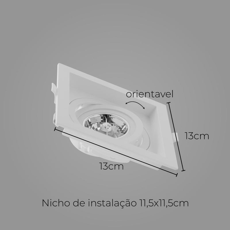 Spot Embutir Recuado Branco 13x13cm P/ LED AR70 GU10 Save Energy SE-330.1048 ST2830