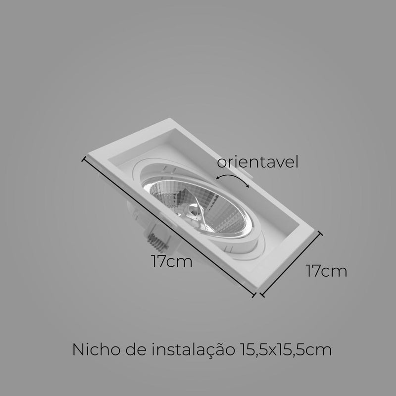 Spot Embutir Recuado Branco 17x17cm P/ LED AR111 GU10 Save Energy SE-330.1064 ST2834