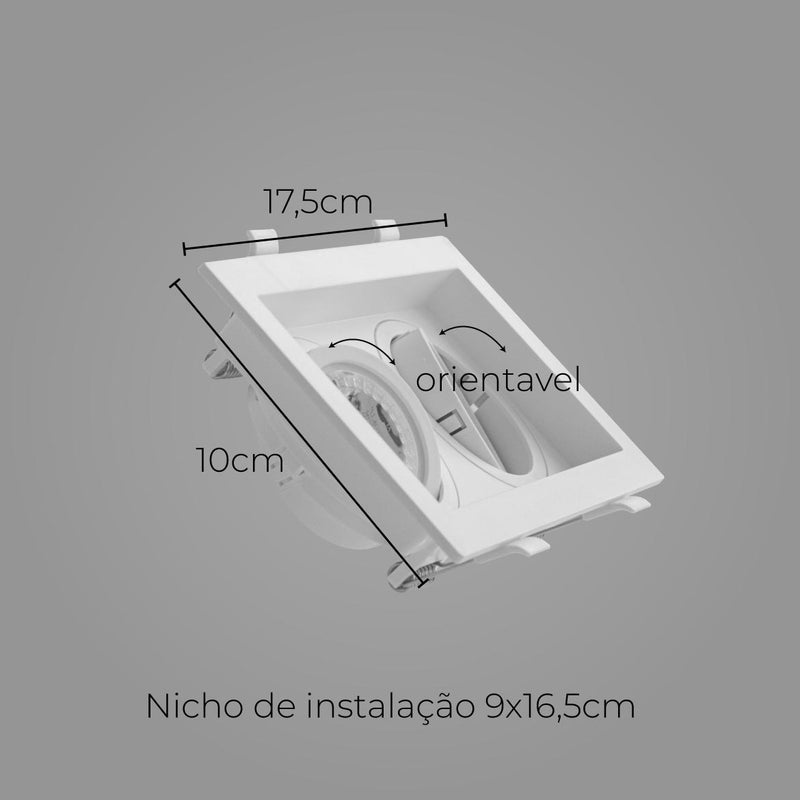 Spot Embutir Duplo Recuado Branco 10x17,5cm P/ 2 MR16 GU10 Save Energy SE-330.2893 ST2831