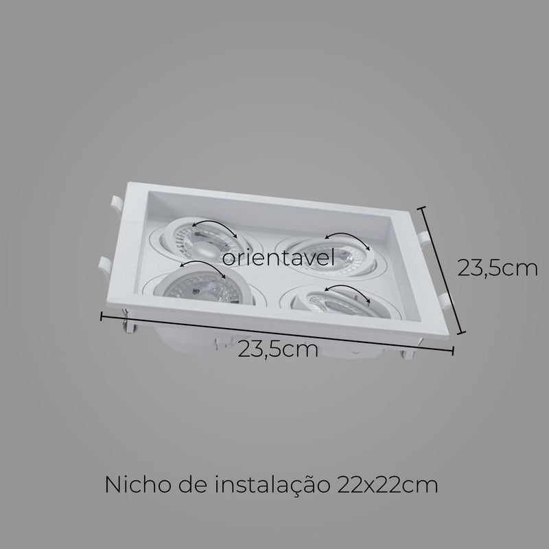 Spot Embutido Quadruplo Recuado Branco 17,5x17,5CM P/ 4 MR16 GU10 Save Energy SE-330.2895 ST2841