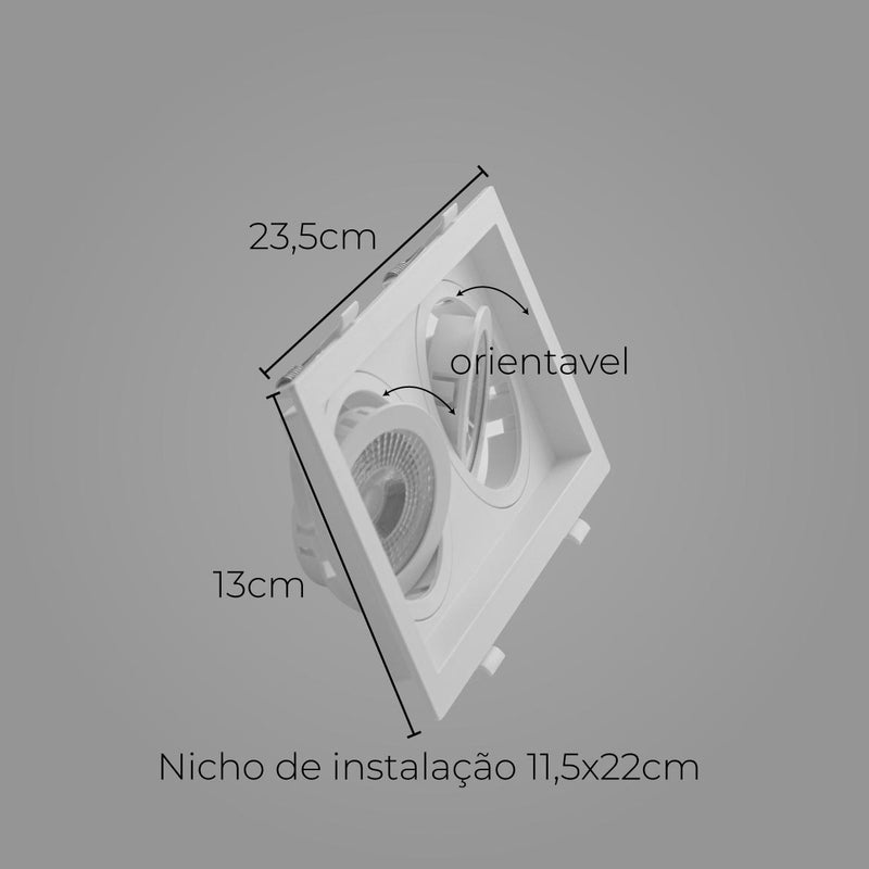 Spot Embutir Duplo Recuado Branco 13x23,5cm P/ 2 PAR20 Save SE-330.2902 ST2829