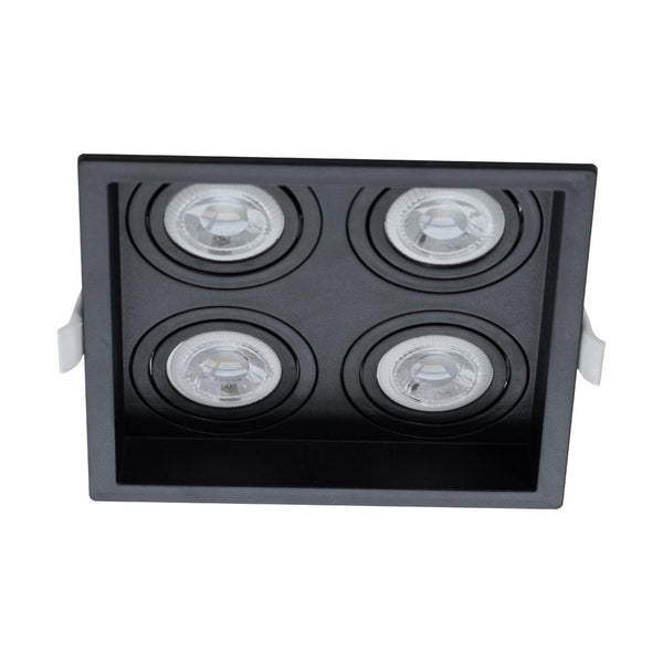 Spot Embutido Quadruplo Recuado Preto 12,5x12,5CM P/ 4 MR11 GU10 Save Energy SE-330.3129 ST2840