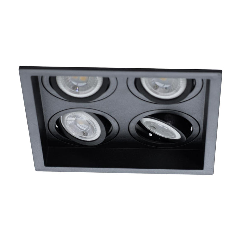 Spot Embutido Quadruplo Recuado Preto 12,5x12,5CM P/ 4 MR11 GU10 Save Energy SE-330.3129 ST2840