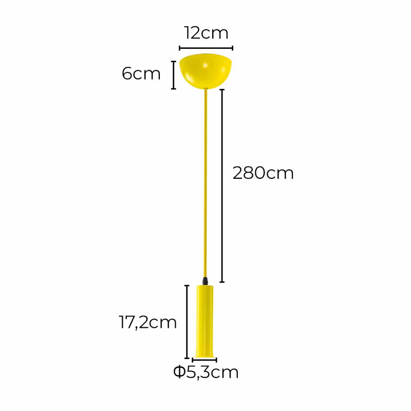 Pendente Soquete Tubo Amarelo em Alumínio C/ Cabo de Corda p/ E27 DS2023L Delis ST3061