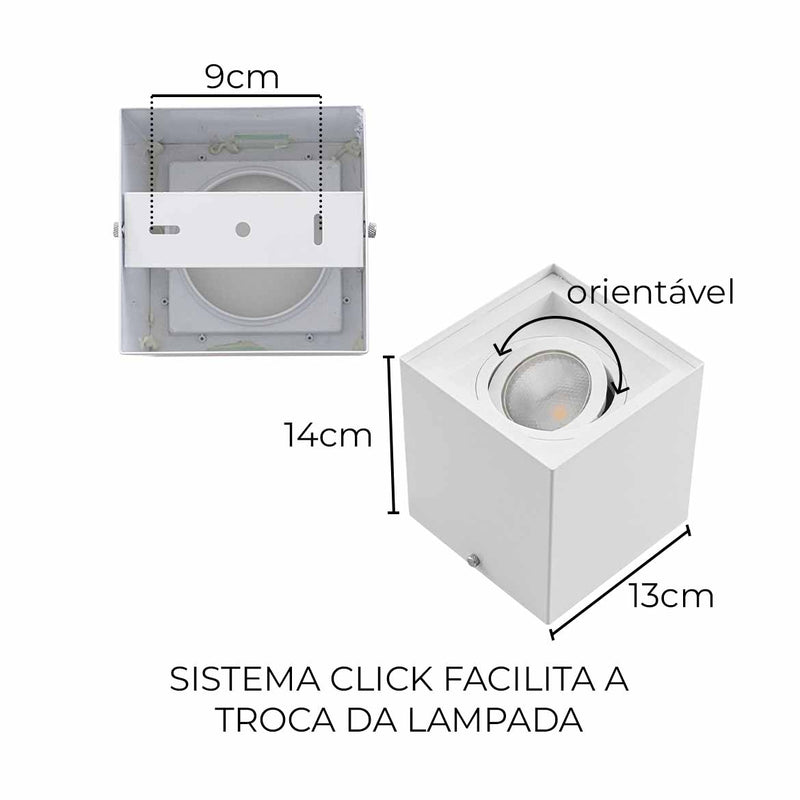 Plafon Spot Sobrepor Teto Box Branco P/ PAR20 Starlumen ST2755