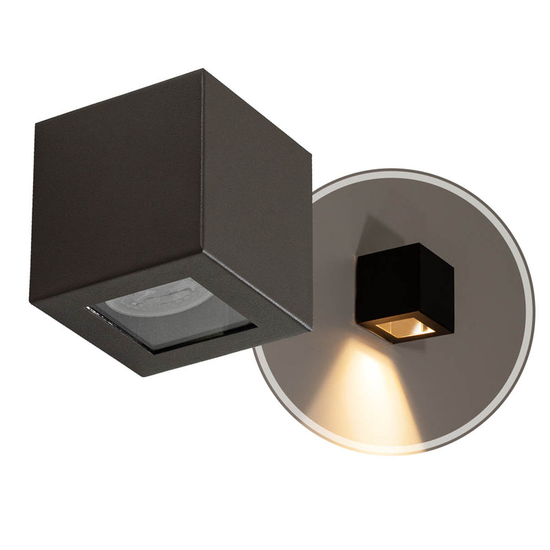 Arandela Box Cubo 1 Facho Externa em Alumínio para Pergolado p/ MR11 GU10 Starlumen ST2778