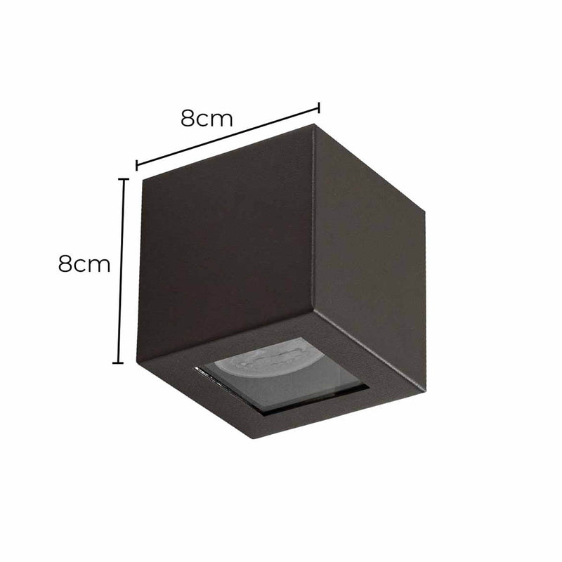 Arandela Box Cubo 1 Facho Externa em Alumínio para Pergolado p/ MR11 GU10 Starlumen ST2778