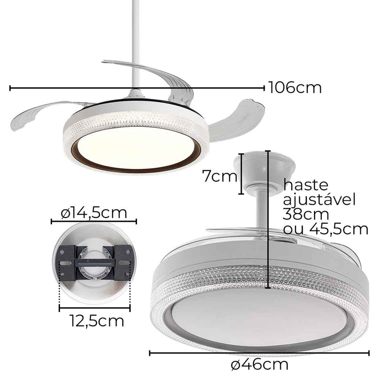 Plafon AIR SAGITA Multicor C/ Ventilador 60 W OPS 85605 OPUS ST2915