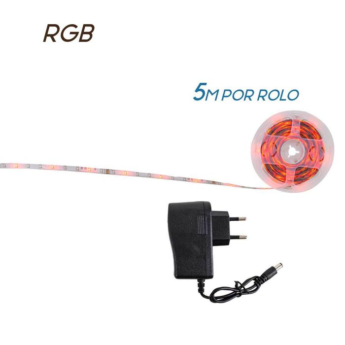 1 Rolo 5m Fita Led Rgb + Fonte + Controle St2047-Starlumen-
