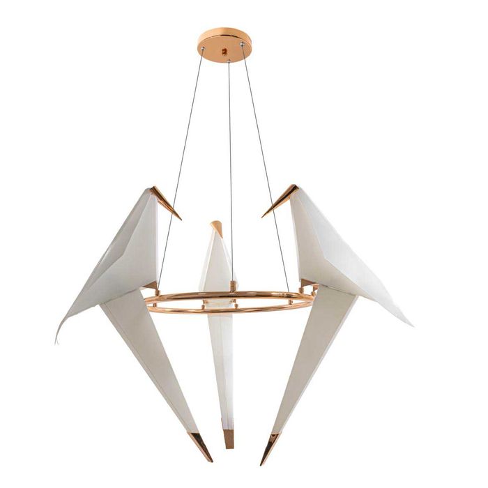 Pendente Perch Rosê Gold 3 Birds Pássaros Origami Led 36w 12264-3L-RG St1801