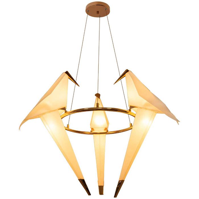 Pendente Perch Rosê Gold 3 Birds Pássaros Origami Led 36w 12264-3L-RG St1801