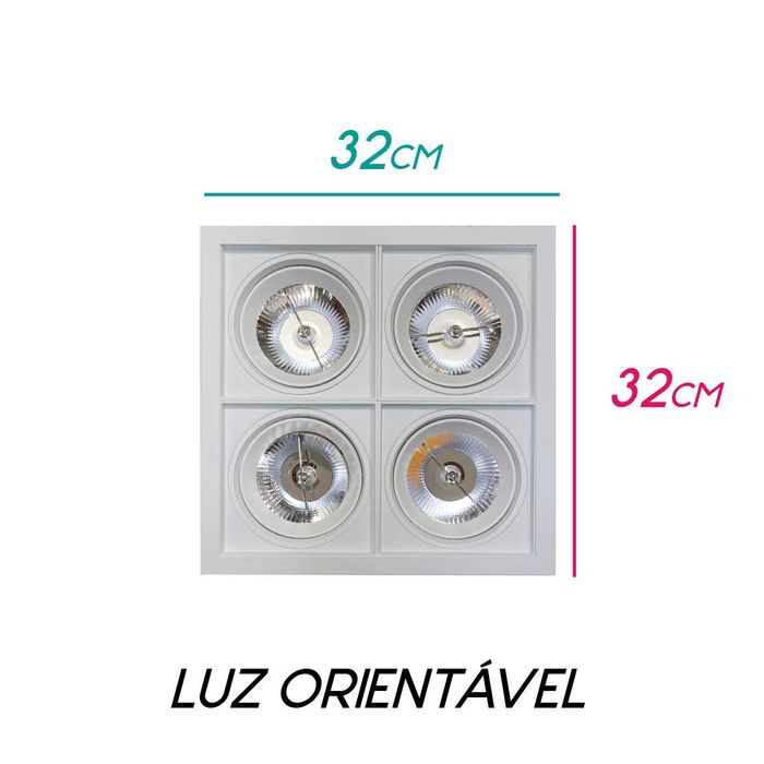 Spot Quadruplo Embutir Teto Orientavel P/ 4x Ar111 1415/2X2-BM St1615