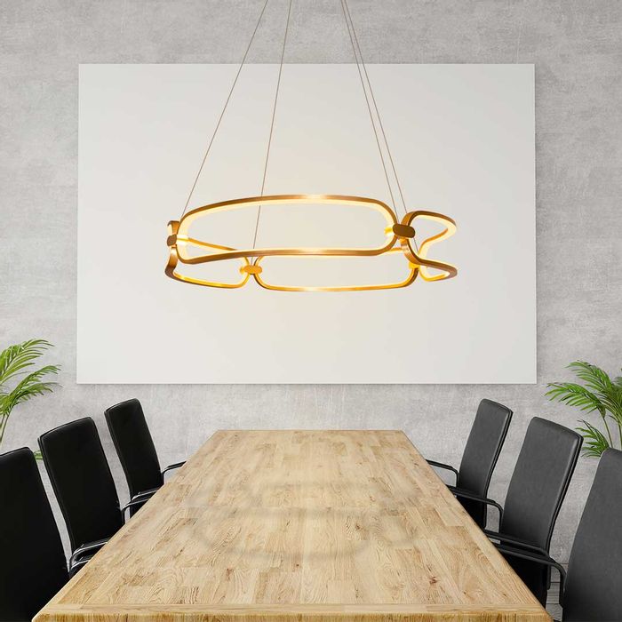 Lustre Pendente Lumina French Gold Anel LED 50W Ø60cm BB007G Bella Iluminação ST1388