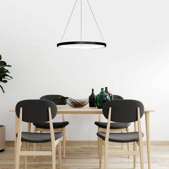 Lustre Pendente Anel LED 20W 1 Arco 40cm QPD1300-PT St459- Preto