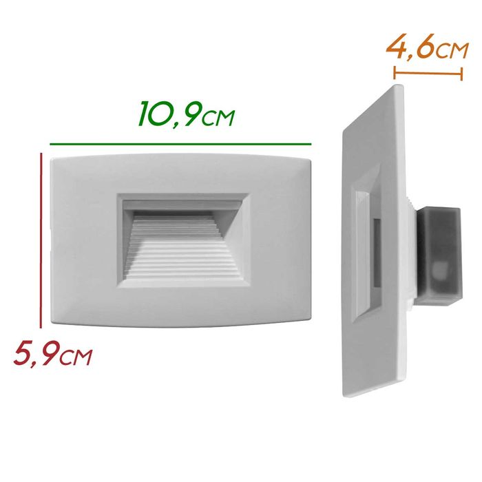 Luminária Parede Balizador Step Branca LED 2W Cx 4x2 DN30418 Opus ST2529